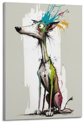 SUNAHUA Tierposter, niedlicher Hund, Graffiti von Windhund, dekoratives Gemälde, Leinwand, Wandposter und Kunstdruck, moderne Familienschlafzimmer-Dekoration, Poster, 20 x 30 cm