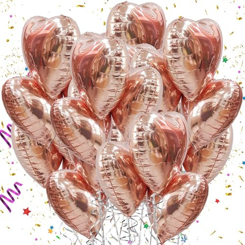 Mbsomnus Roségold Herzluftballons 18 Zoll Folienballon 15 Stück Helium Ballons Hochzeit Große luftballons Herz Luftballon Metallic für Geburtstag Party Hochzeit Deko Valentinstag Verlobung Muttertag