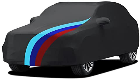 Asasytal Copriauto di Auto SUV Interno, Anti-Dust Traspirante Morbido al Tatto Velvet Tratto, Elastico Copertura Piena di Protezione per la Mostra di Garage Sotterranei, 4.4~4.8m, Nero con Motivo
