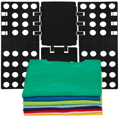 HENGBIRD T Shirt Faltbrett Wäsche Faltbrett Falthilfe für Wäsche Zusammenleghilfe Wäschefalter Faltbrett für Kleidung Kleiderordner Strapazierfähige Hemdenfalter Kunststoff, Schwarz
