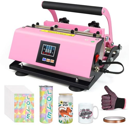 Tumbler Mug Cup Heat Press Machine for Sublimation 15-30oz,Mug Cup Printing Machine (Pink)