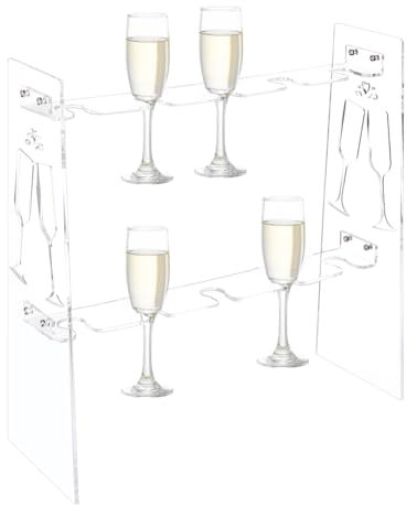 PH PandaHall Porte Verres à Champagne en Acrylique à 2 niveau Support de Flûte à Champagne Support de Verres à Vin Présentoir à Champagne Tour à Boissons pour Fête et Mariage Contient 10 tasse