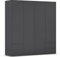 Rauch Möbel Nabila, Drehtürenschrank, Kleiderschrank, Kleiderschränke, Garderobe, 4-türig, 4 Schubladen, push-to-open, Farbe Grau metallic, Schwarz, 187x194x53cm