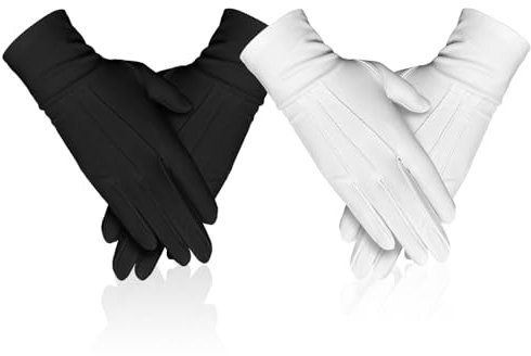 UILYNIU 2 Paar Parade Handschuhe für Herren, Smokinghandschuhe Anzughandschuhe, Etiquette Handschuhe Inspektionshandschuhe für Formelle Smoking Cosplay Schmuckinspektion Ehrengarde (2 Farben)