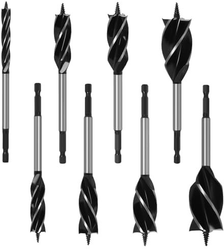 8 PièCes Foret Bois Professionnels pour le Travail, Forets HéLicoïDaux, Coupe Rapide en Acier au Carbone Foret Metal 10 mm/16 mm/18 mm/20 mm/22 mm/25 mm/32 mm/35 mm(noir)