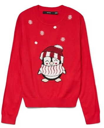 VERO MODA Vmcute Ls O-Neck Pullover Xmas Box Vmcute Ls Pull à col Rond Motif boîte de Noël Femme (Lot de 1)