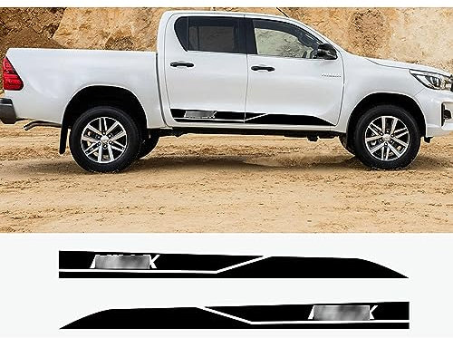 yinjianping Auto Seitenschweller Aufkleber für Toyota Hilux Revo Vigo,Karosserie-Seitenstreifen-Aufkleber,1 Paar Sport Racing Streifen Aufkleber,Vinyl Aufkleber Außenzubehör