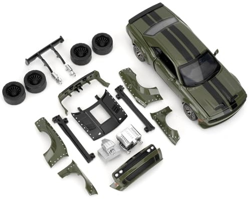 BGHSCA 1:36 Fertig montiertes Automodell für den 2022 Dodge Challenger SRT Hellcat, Fahrzeug-Spielzeugbausatz aus Zinklegierung, pädagogisches Bauklotzspielzeug, Geburtstagsgeschenk für Kinder (Grün)