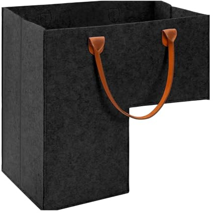 Laroal Cesta de Escalera de Fieltro para Almacenamiento de escaleras, Plegable, en Forma de L, con asa de Piel sintética, Ideal para Almacenamiento en escaleras.