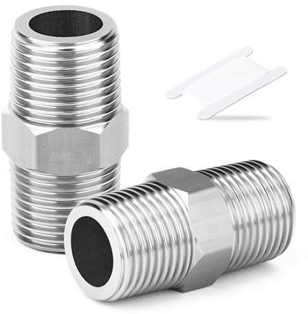 TAISHER 2 Stück 304 Edelstahl neue Hex Nippel, 3/4BSP männlich x 3/4BSP männlich, Rohr-Adapter Fitting