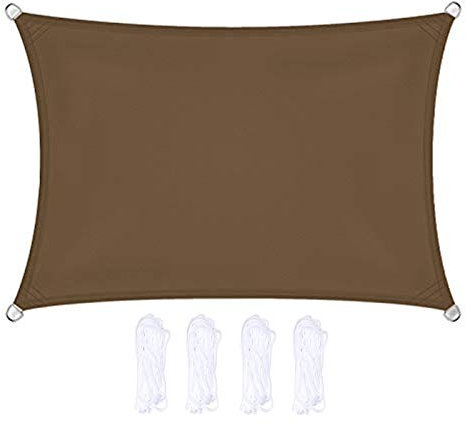 Rechteckige Sonnenschutz für Outdoor, Garten, Patio, UV-beständige wasserdichte Sonnencreme (3 x 5 m, braun) - ideal für Gartenpartys und Sonnenschutz