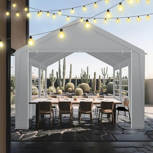 Froadp Tonnelle stable 3 x 6 m avec tube rond en acier, bâche de toit en polyéthylène et parois latérales de fenêtre – Tente de mariage, tente de réception, 3 x 6 m comme pergola, tonnelle de jardin