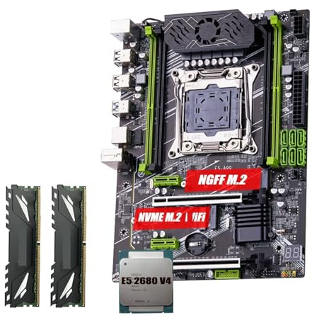 Kit Carte mère X99 LGA2011-3 xeon E5 2680 V4 2 * 16GB=32GB 3200MHz 4 canaux DDR4 SATA 3.0 nvme M.2 SATA M.2ATX