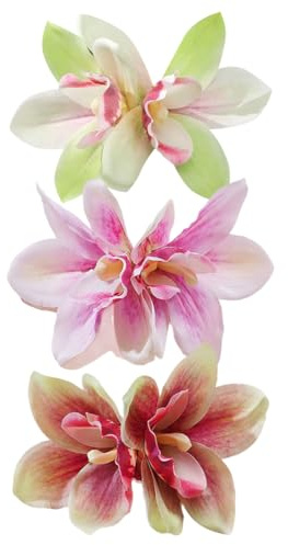 3 pcs Pinces à cheveux hawaïennes à fleurs d'hibiscus, pinces à cheveux artificielles à fleurs d'orchidée, barrettes à fleurs tropicales pour les cheveux, épingles à cheveux florales pour femmes, pour