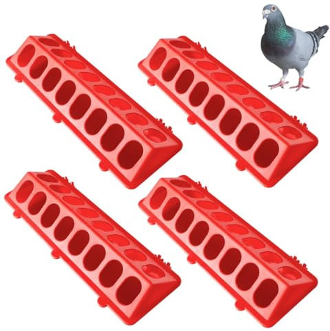 Chewtoyo 4 comederos abatibles para palomas, diseño sin desorden y sin residuos para patos, codornices y pájaros pequeños