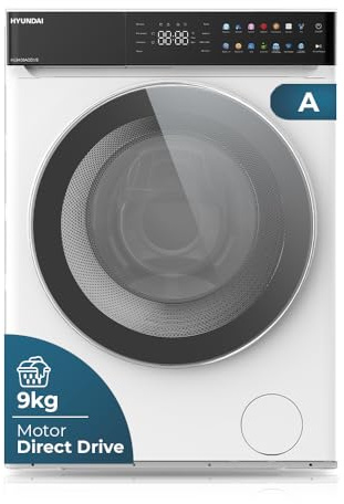 Hyundai Lavadora 9Kg Carga Frontal Blanco HL9400ADDVB. 1400rpm, 14 Programas, Función Stop&Go, Clase de Eficiencia Energética A
