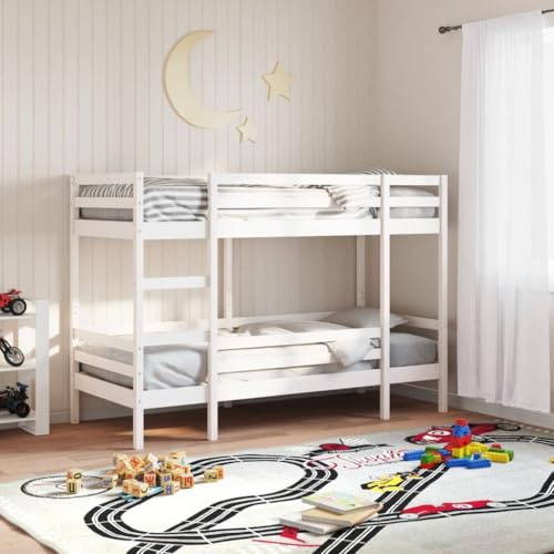 Massbinet Etagenbett Hochbett Jugendbett Rausfallschutz Stockbett Kinderbett Mit 2 Lattenroste Kiefer Massivholz Weiß 90x190 cm