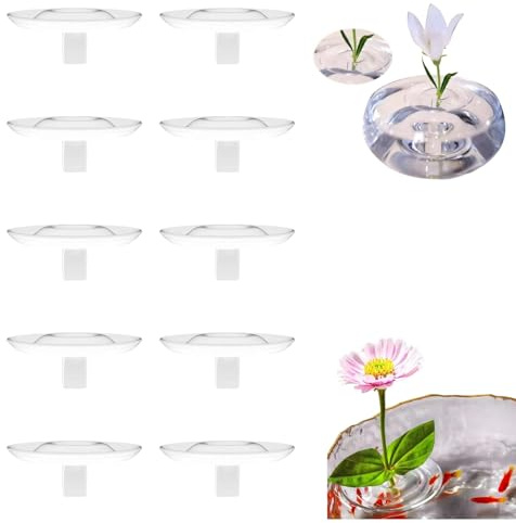 2025 Kreativer schwimmender Blumenarrangement-Halter, windbetriebener, wasserdichter Blumenhalter mit dynamischer Drehung, schwimmende PVC-Mini-Vase für Schalen und Aquarien (10 x klein)