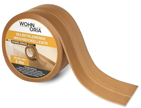 Wohnoria 5 m Weichsockelleiste 30 x 20 mm Dunkel Braun Sockelleisten Knickleiste Winkel selbstklebend