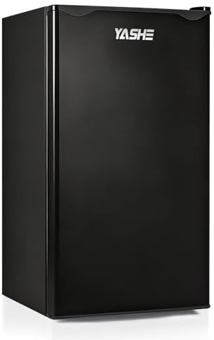 YASHE 92L Mini Fridge with Freezer, Single Door Compact Refrigerator, Small Fridge with Adjustable Thermostat, Large Capacity, Reversible Door, Mini Refrigerator for Bedrooms, Offices, Dorms