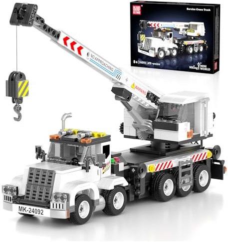Mould King City 24092 Mechanischer Kran Bausteine Statische Version Baukran Klemmbausteine LKW Kranwagen Baustelle Spielzeug Geschenk für Kinder ab 8 Jahre (670 Teile)