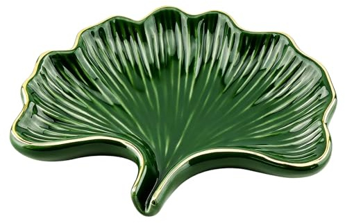 Porte Savon Ceramique,ESYFOR Porte-Savon avec Drainage Antidérapants Forme de Feuille de Ginkgo Boîte à Savon pour Salle de Bain, Cuisine, Baignoire, Évier et Douche