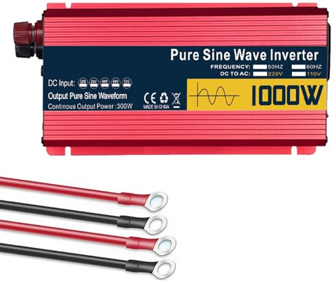 GQQSXZNTD Convertisseur/Chargeur à Onde Sinusoïdale Pure 72V à 110V, 1000W, Entrée CC, Sortie CA 120V/230V, pour Camions, Maisons, Camping-Cars et Camping Hors Réseau(Size:12V to 110V)