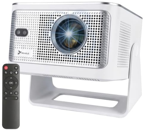 Reagle Proiettore LED 900 ANSI Full HD 1080p 8K Supporto 140, Android 14 Smart TV WiFi 6 Bluetooth Autofocus Keystone Automatico HDR10 Portatile Home Cinema
