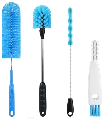 4 Pcs Bottle Brush Set with Straw Cleaner and 3 in 1 Lid Brush for Cleaning | Long Handle Nylon Scrubbing Brush, Water Bottle Cleaner Cleaning Brush Set for Narrow Neck Baby Bottles Insulated Tumblers
