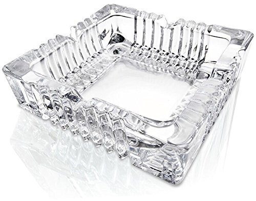 Alle für Sie Kristall schwerem Glas Aschenbecher für Innen und Außenbereich Deko, glas, farblos, Quadrat
