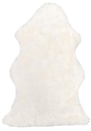 walexo Lammfell Teppich – Naturfell Schaffell, ökologisch gegerbt, in verschiedenen Größen, Naturfarben, echtes Fell für Sofa, Bett, Kinderwagen, Deko & Haustiere (Weiß, 100-110 cm)