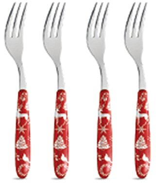 Set 4 FORCHETTE per Dolci - Idea Regalo Natale (Muschio)