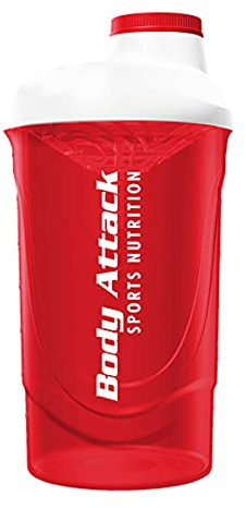Body Attack Protein Shaker, 600 ml Fassungsvermögen (Red-White)