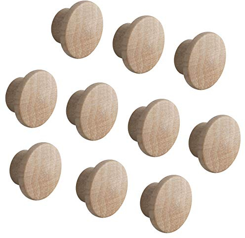 Gedotec Rohrstopfen rund Abdeckkappen Holz zum Kleben & Einlassen - H1136 | Abdeckungen für Blind-Bohrung Ø 8 mm | Massivholz Ahorn natur | Gesamt Ø 13 mm | 20 Stück - Schrauben-Kappen für Bohr-Löcher
