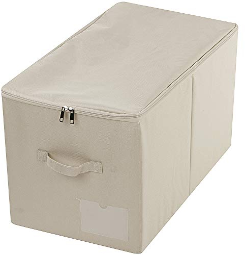 iwill CREATE PRO 56 (L) x 32 (B) x 33 cm (H), großer faltbarer Schrank-Aufbewahrungskorb mit Deckel, waschbar, Etikettentasche, beige