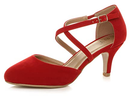 AJVANI Womens Ladies mid high Heel Strappy Crossover Wedding Evening Sandals Shoes Size