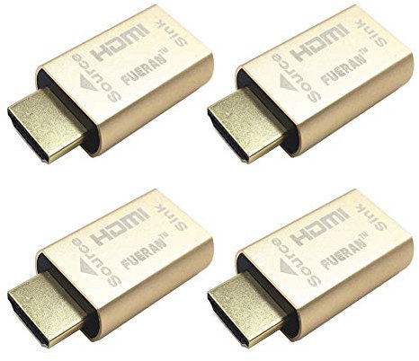 FUERAN Hdmi Edid Emulator Passthrough Lot de 4 adaptateurs émulateurs 3e génération Fonctionne avec Mac Thunderbolt vers HDMI commutateurs/Extension/récepteur AV/répartiteurs vidéo 4K 3840x2160