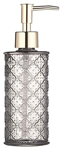 YunNasi Seifenspender Nachfüllbarer Flüssigseifen Spender aus Glas für Geschirrspülmittel Shampoo-Lotion Badezimmerarbeitsplatte Küche Waschküche (Grau)