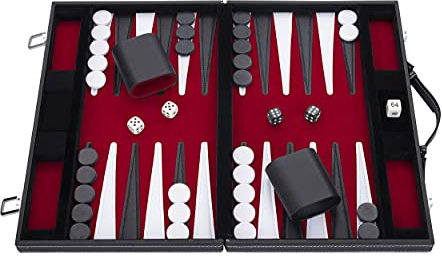 Engelhart Backgammon - 36 cm x 48 cm, Kunstleder, 2 Spieler, ab 6 Jahren