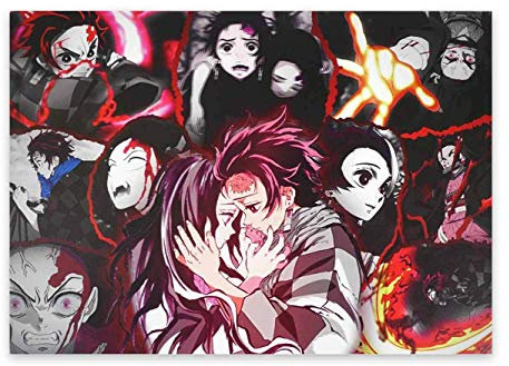 CosplayStudio Hochwertiges Kimetsu no Yaiba Wandbild auf Hartschaumplatte | Poster 30x42cm | Motiv: Tanjiro & Nezuko