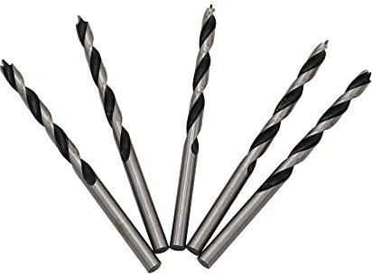 Brad Point Drill Bits 5mm (3/16) Wood Drill Bit Set Woodworking Drills High Carbon Steel for Furniture Hardwood Softwood Cupboard Wardrobe 5 Pack