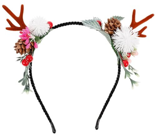 Lurrose Weihnachten Geweih Haarreifen Rentier Haarband Cosplay Haarschmuck Rentiergeweih Kopfschmuck Elchgeweih Deko für Erwachsene Kinder Foto Requisiten Reh Kostüm Zubehör 17X3. 8CM