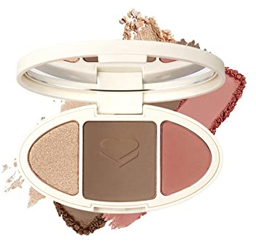 3 colori Highlighter Makeup Palette Kit - Natural Glow Face Palette Highlight Blush Palette Matte Face Blush Nude Highlighter Palette With Mirror - 9g