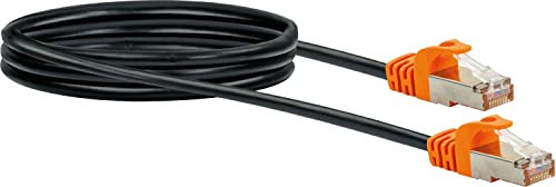 SCHWAIGER CKO7020 531 Netzwerkkabel CAT7 Ethernet Kabel LAN DSL Router Patchkabel 10 GBit/s für Gigabit-Netzwerk 2m schwarz/orange