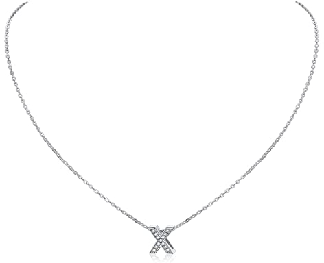 ChicSilver Buchstabe X Halskette mit Zirkonia aus 925 Sterling Silber Kette mit Buchstaben Anhänger Anfangsbuchstaben Halskette
