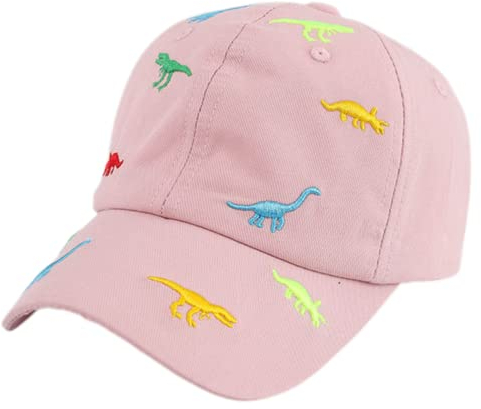 Hadwii Kappe Unisex Kinder Baseball Cap für Jungen Mädchen Verstellbar Trucker Cap Baumwolle Mit Dinosaurier-Stickerei Schirmmütze Basecap 2-6 Jahren, Rosa