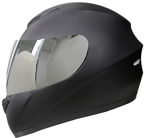 Zorax ZOR-819 Matt Black M (57-58cm) Full Face Motorbike Motorcycle Helmet Road Legal ECE 2206 + Mirrored Visor
