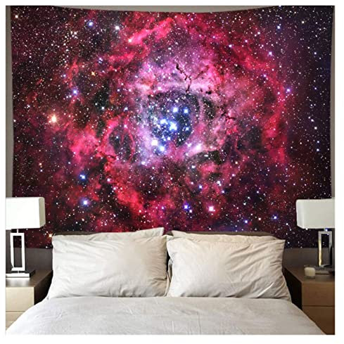 JUGGO Psychedelic Constellation Galaxy Universe Wandhänge Wandteppiche Galaxy Wandtuch Großer Kunst Wandteppich Yoga Matten Deckendekoration (Color : Red Wine, Size : 95x73cm)