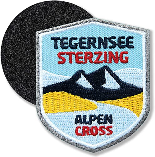 Tegernsee Sterzing Alpencross Alpenüberquerung/Klettpatch hochwertig gestickt 61 x 52 mm/Klett-Patch Patches Sticker mit Klett für Kleidung Rucksack Tasche Wanderführer Karte COH