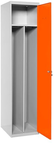 Simon Rack Simonlocker Metallschrank, 1 Tür, mit Schlüssel, professionell, Doppelfach, 1800 x 500 x 500 mm, Grau/Orange